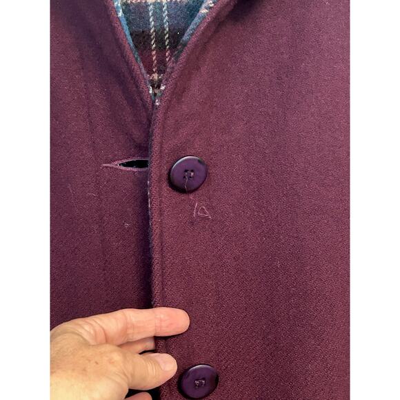 Woolrich Woman Vintage Wool Shacket Burgandy Blue Size S - Picture 11 of 13